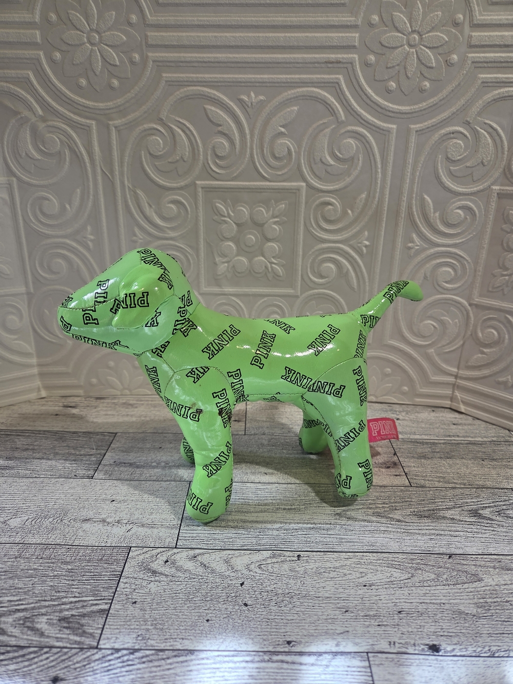 Victoria's Secret PINK Neon Green Logo Dog Figurine